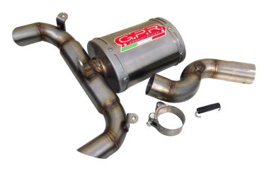 Exhaust system compatible with Suzuki GSR 400 2006-2011, Alluminio Ghost, Homologated legal slip-on exhaust including removable db killer and link pipe 