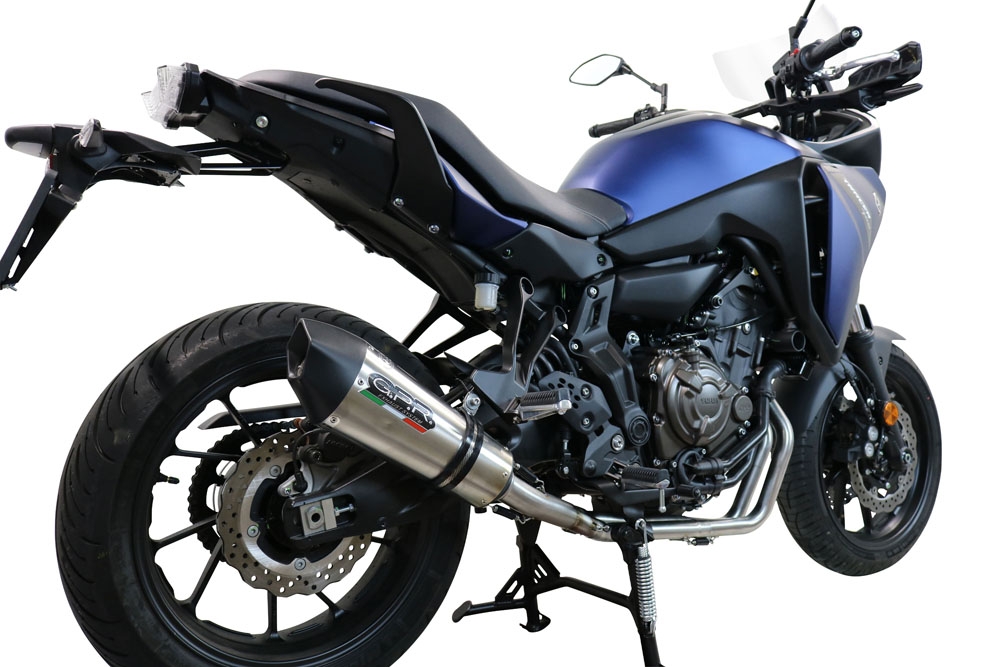 Scarico compatibile con Yamaha Tracer 7 2021-2024, Gpe Ann. titanium, Scarico completo racing, fornito con db killer estraibile e collettore, non conforme per uso stradale
