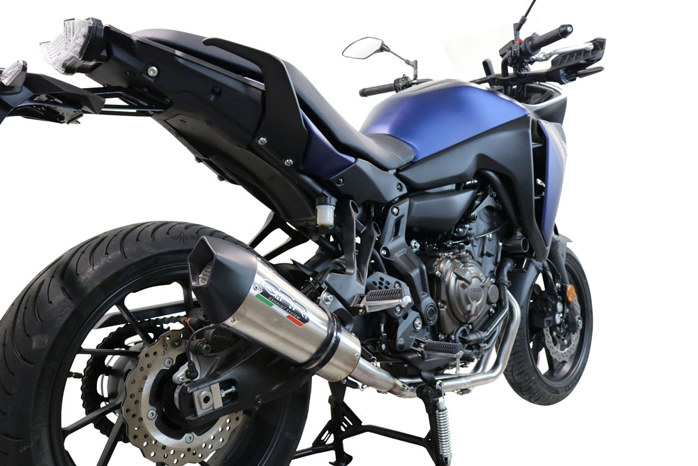 Scarico compatibile con Yamaha Tracer 7 2021-2024, Gpe Ann. titanium, Scarico completo racing, fornito con db killer estraibile e collettore, non conforme per uso stradale