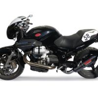 Exhaust system compatible with Moto Guzzi Sport 1200 8V 2008-2013, Gpe Ann. Poppy, Homologated legal slip-on exhaust including removable db killer, link pipe and catalyst 