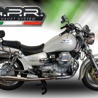 Exhaust system compatible with Moto Guzzi California 1100 Special/Stone/Sport/Ev/Alu 1997-2002, Vintacone, Dual Homologated legal slip-on exhaust including removable db killers and link pipes 