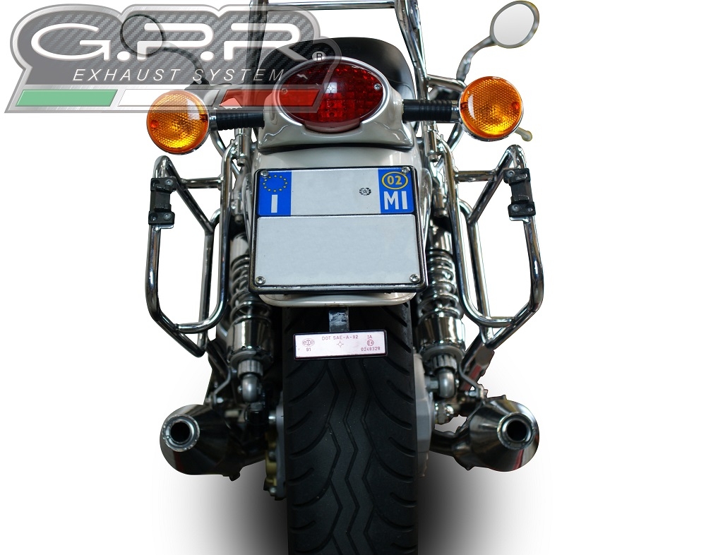 Exhaust system compatible with Moto Guzzi California 1100 Special/Stone/Sport/Ev/Alu 1997-2005, Vintacone, Dual Homologated legal slip-on exhaust including removable db killers, link pipes and catalysts 