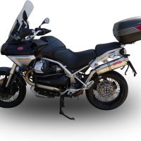 Exhaust system compatible with Moto Guzzi Stelvio 1200 4V 2008-2010, Trioval, Homologated legal slip-on exhaust including removable db killer, link pipe and catalyst 