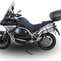 Scarico compatibile con Moto Guzzi Stelvio 1200 4V 2008-2010, Gpe Ann. titanium, Terminale di scarico omologato, fornito con db killer estraibile, catalizzatore e raccordo specifico