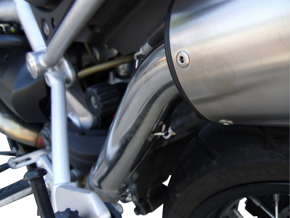 Scarico compatibile con Moto Guzzi Stelvio 1200 8V 2011-2017, Satinox , Scarico omologato, silenziatore con db killer estraibile e raccordo specifico