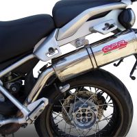 Scarico compatibile con Moto Guzzi Stelvio 1200 8V 2011-2017, Trioval, Scarico omologato, silenziatore con db killer estraibile e raccordo specifico