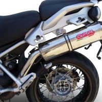 Scarico compatibile con Moto Guzzi Stelvio 1200 4V 2008-2010, Trioval, Terminale di scarico omologato, fornito con db killer estraibile, catalizzatore e raccordo specifico