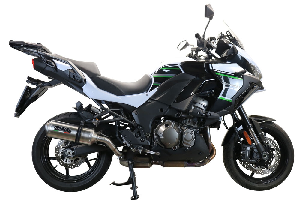 Scarico compatibile con Kawasaki Versys 1000 I.E. 2021-2024, Satinox , Scarico omologato, silenziatore con db killer estraibile e raccordo specifico