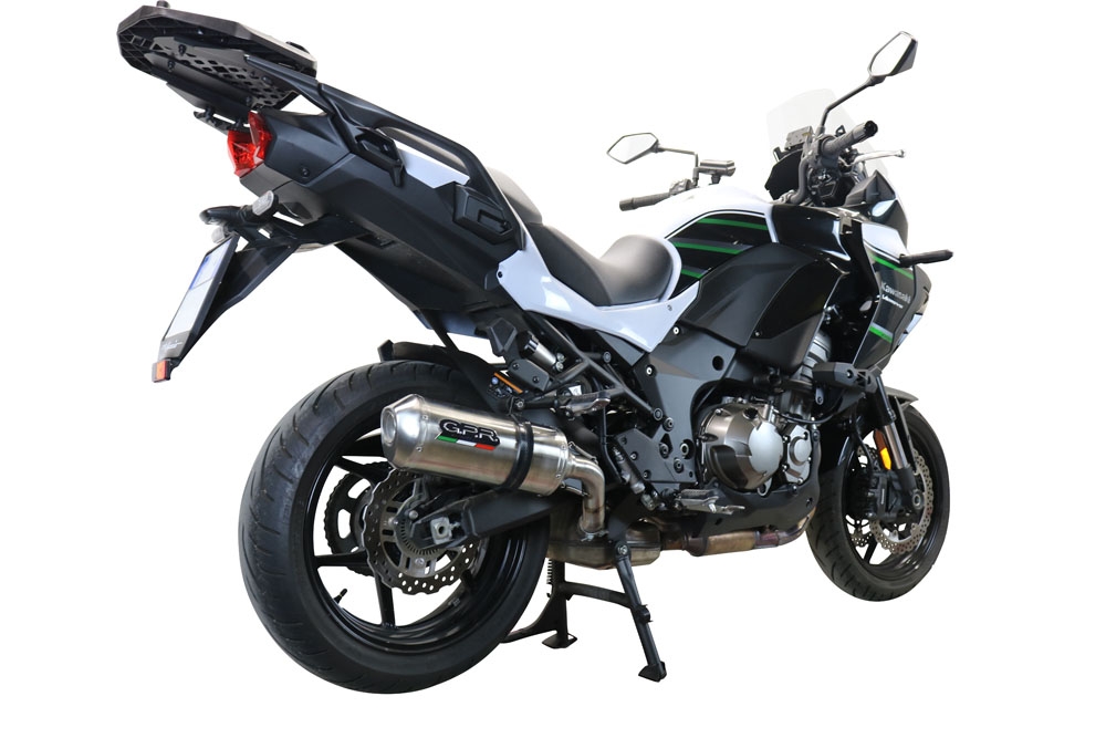 Scarico compatibile con Kawasaki Versys 1000 I.E. 2021-2024, Satinox , Scarico omologato, silenziatore con db killer estraibile e raccordo specifico