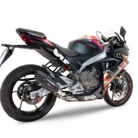 Scarico compatibile con Aprilia RS 457 2024-2025, Gpe Ann. Black titanium, Scarico completo racing, fornito con db killer estraibile e collettore, non conforme per uso stradale