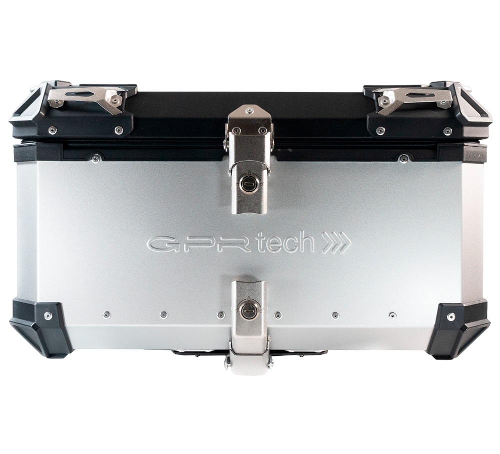TOP CASE - BAULETTO GPR TECH COMPATABILE CON Benelli Trk 502 2017/2020 e4 GPR TECH BAULETTO TOP CASE ALPI-TECH 55 LT COLORE ARGENTO CON PIASTRA SPECIFICA 
