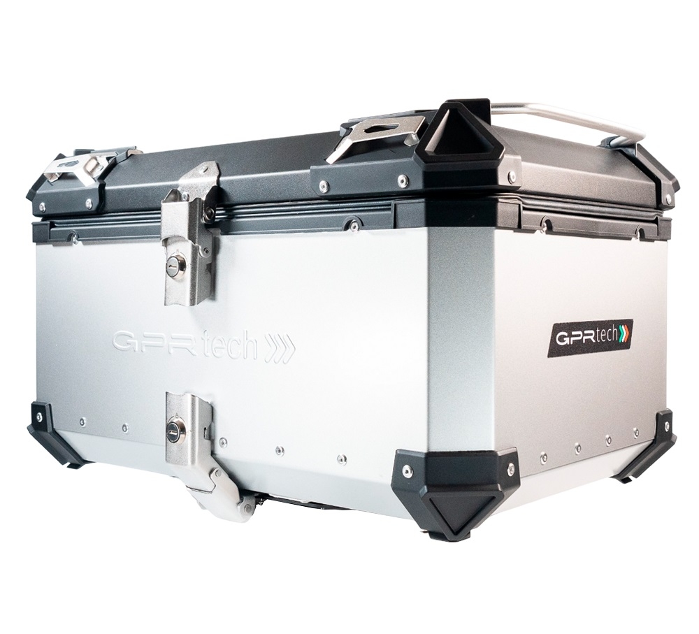 TOP CASE - BAULETTO GPR TECH COMPATABILE CON Benelli Trk 502 2017/2020 e4 GPR TECH BAULETTO TOP CASE ALPI-TECH 55 LT COLORE ARGENTO CON PIASTRA SPECIFICA 
