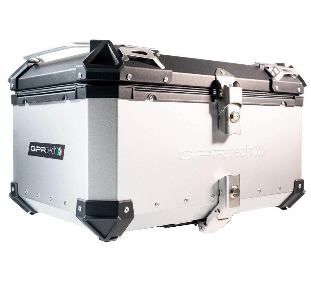 TOP CASE - BAULETTO GPR TECH COMPATABILE CON Benelli Trk 502 2017/2020 e4 GPR TECH BAULETTO TOP CASE ALPI-TECH 55 LT COLORE ARGENTO CON PIASTRA SPECIFICA 