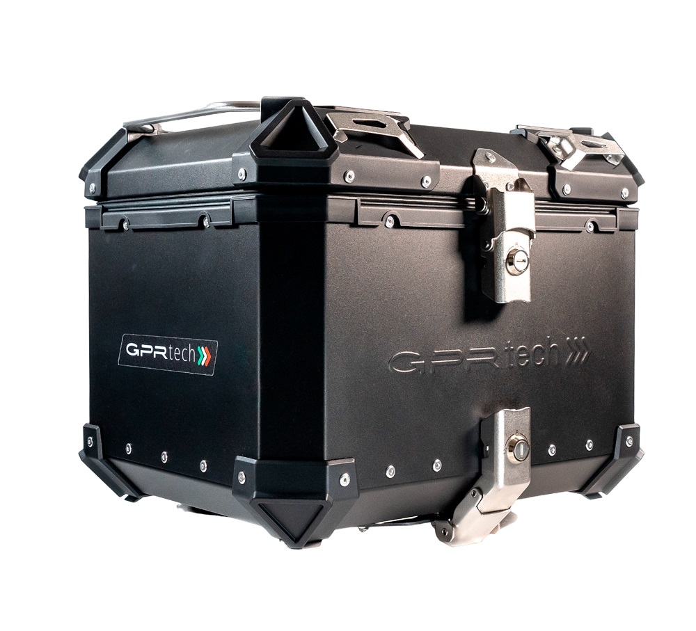 TOP CASE - BAULETTO GPR TECH COMPATABILE CON Benelli Trk 502 2021/2024 e5 GPR TECH BAULETTO TOP CASE ALPI-TECH 35 LT. COLORE NERO CON PIASTRA SPECIFICA 