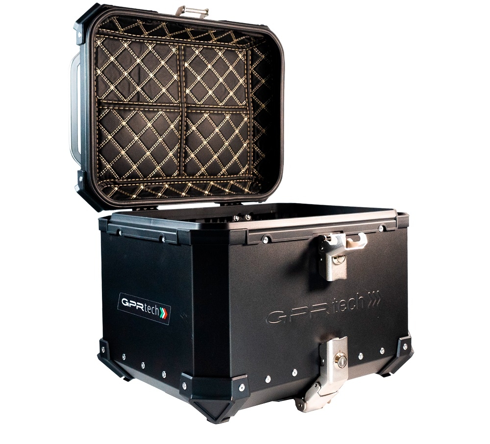 TOP CASE - BAULETTO GPR TECH COMPATABILE CON Benelli Trk 502 2021/2024 e5 GPR TECH BAULETTO TOP CASE ALPI-TECH 35 LT. COLORE NERO CON PIASTRA SPECIFICA 