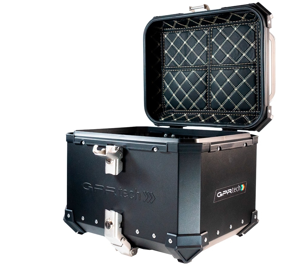 TOP CASE - BAULETTO GPR TECH COMPATABILE CON Benelli Trk 502 2021/2024 e5 GPR TECH BAULETTO TOP CASE ALPI-TECH 35 LT. COLORE NERO CON PIASTRA SPECIFICA 