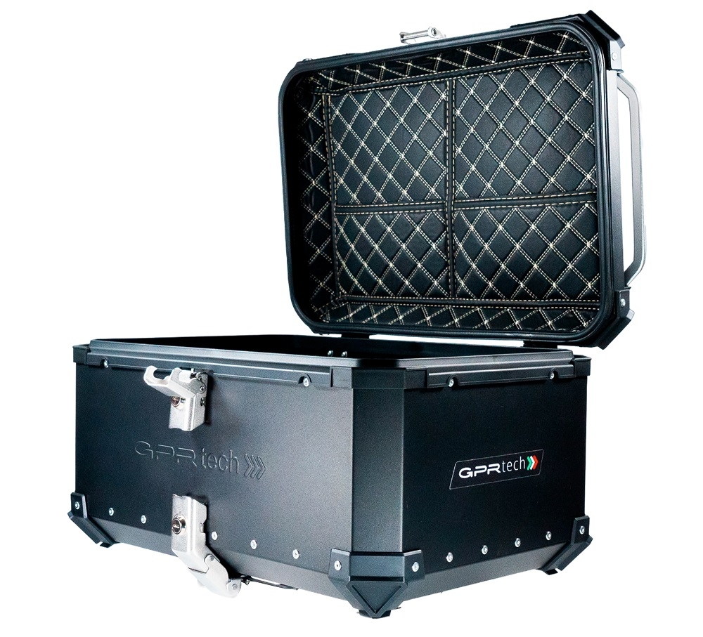Top case in aluminum, black silver color with specific plate included Top case GPR TECH compatible with  Benelli Trk 251 2019/2023