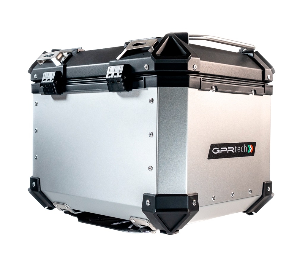 TOP CASE - BAULETTO GPR TECH COMPATABILE CON Benelli Trk 502 2021/2024 e5 GPR TECH BAULETTO TOP CASE ALPI-TECH 35 LT. COLORE ARGENTO CON PIASTRA SPECIFICA 