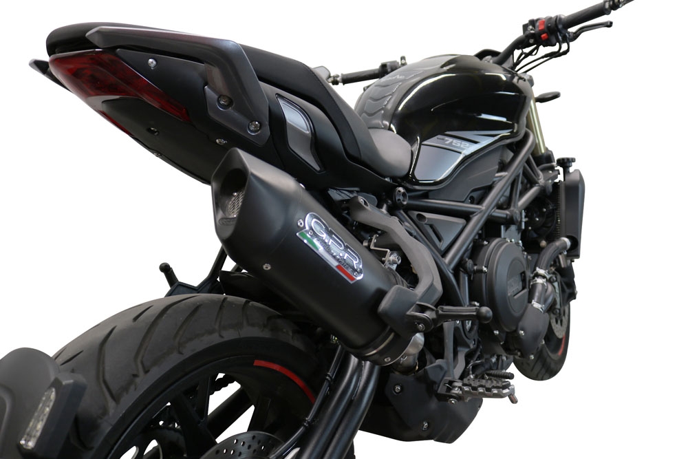 Exhaust system compatible with Benelli 752 S 2019-2021, Furore Evo4 Nero, Homologated legal slip-on exhaust including removable db killer and link pipe 