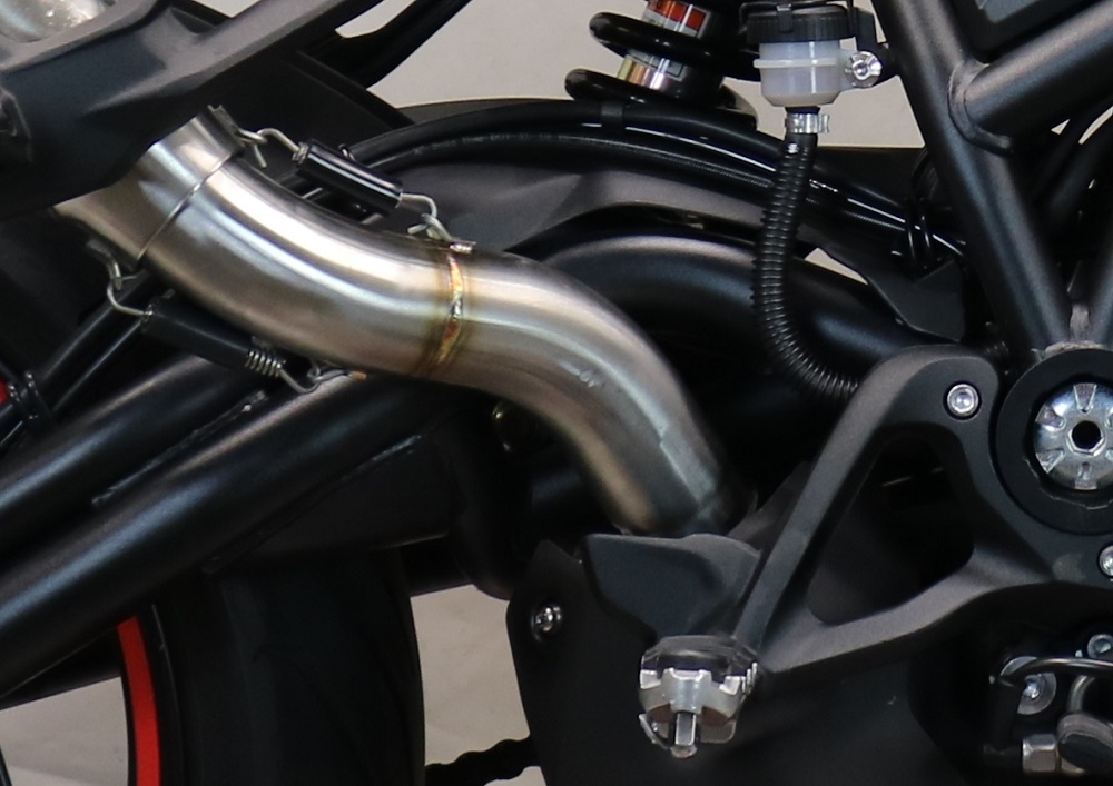 Exhaust system compatible with Benelli 752 S 2022-2024, M3 Black Titanium, Homologated legal slip-on exhaust including removable db killer and link pipe 