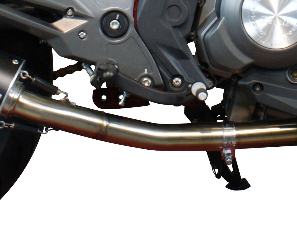 Exhaust system compatible with Benelli Bn 302 S 2017-2020, M3 Titanium Natural, Homologated legal slip-on exhaust including removable db killer and link pipe 