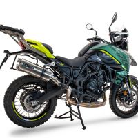 Scarico compatibile con Benelli Trk 702 2023-2024, Dual Inox, Scarico omologato, silenziatore con db killer estraibile e raccordo specifico