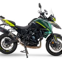Exhaust compatible with Benelli Trk 702 2023-2024, Dual Poppy, Homologated legal slip-on exhaust including removable db killer and link pipe 