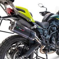 Exhaust compatible with Benelli Trk 702 2023-2024, Dual Poppy, Homologated legal slip-on exhaust including removable db killer and link pipe 
