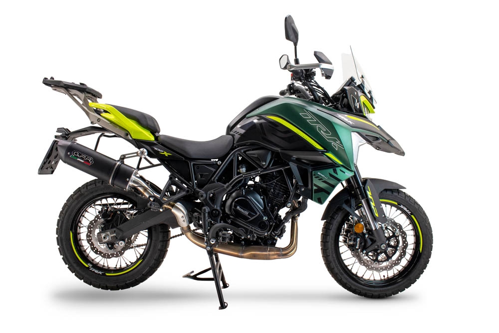 Scarico compatibile con Benelli Trk 702 2023-2024, Furore Evo4 Nero, Scarico omologato, silenziatore con db killer estraibile e raccordo specifico
