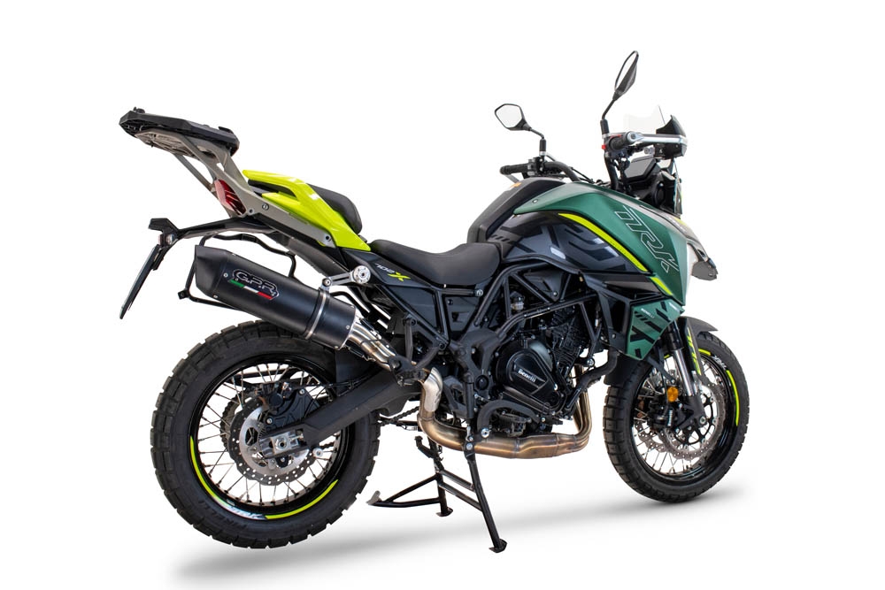 Scarico compatibile con Benelli Trk 702 2023-2024, Furore Evo4 Nero, Scarico omologato, silenziatore con db killer estraibile e raccordo specifico