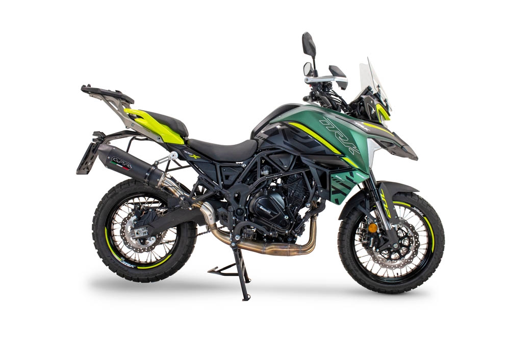 Scarico compatibile con Benelli Trk 702 X 2023-2024, GP Evo4 Black Titanium, Scarico omologato, silenziatore con db killer estraibile e raccordo specifico