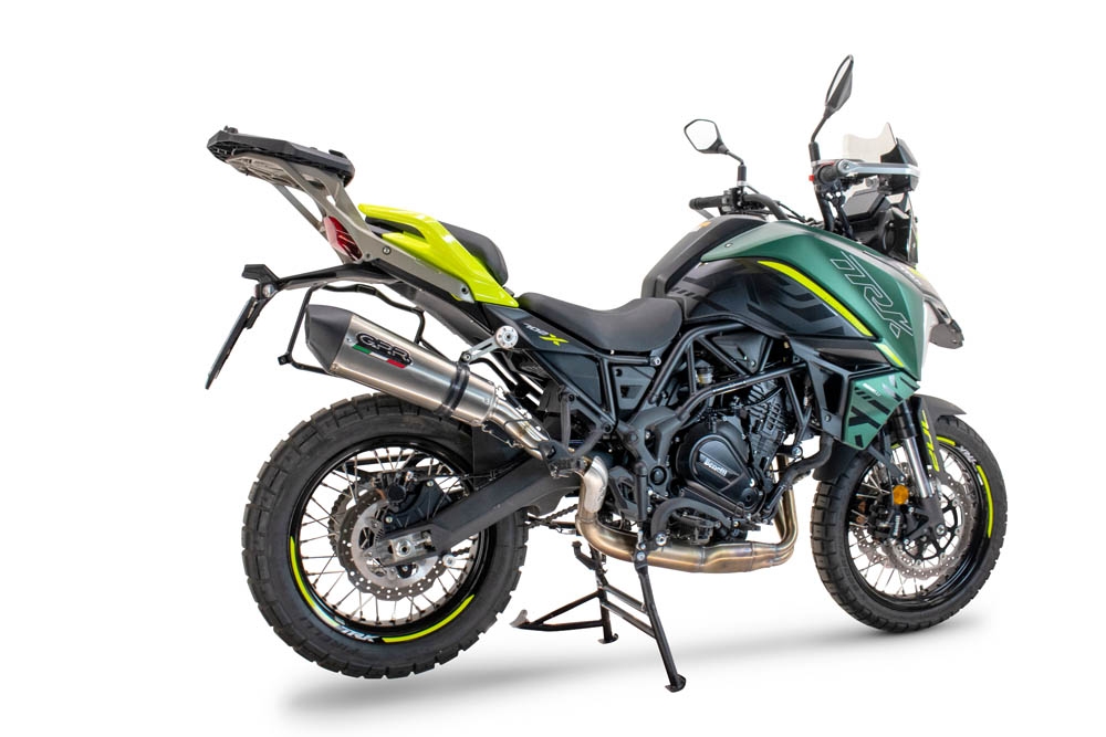 Scarico compatibile con Benelli Trk 702 2023-2024, GP Evo4 Titanium, Scarico omologato, silenziatore con db killer estraibile e raccordo specifico