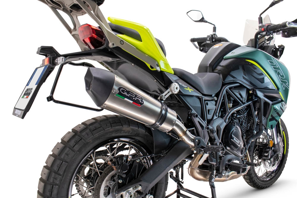 Scarico compatibile con Benelli Trk 702 2023-2024, GP Evo4 Titanium, Scarico omologato, silenziatore con db killer estraibile e raccordo specifico