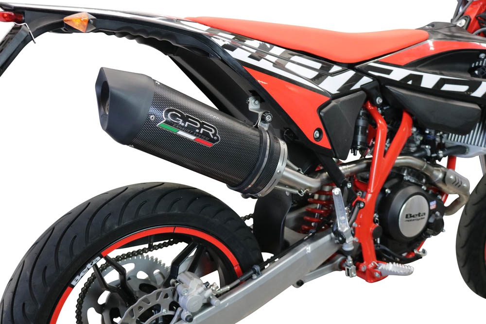 Exhaust system compatible with Beta RR 125 4T Enduro 2021-2024, Furore Evo4 Poppy, Homologated legal slip-on exhaust including removable db killer, link pipe and catalyst 