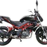 Exhaust system compatible with Benelli Bn 125 2021-2024, Furore Evo4 Poppy, Homologated legal full system exhaust, including removable db killer and catalyst 