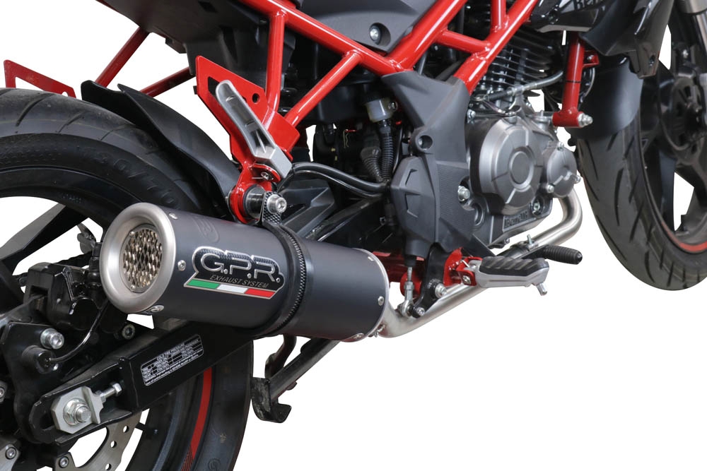 Exhaust compatible with Benelli Bn 125 2021-2024, M3 Black Titanium, Homologated legal full system exhaust, including removable db killer and catalyst 
