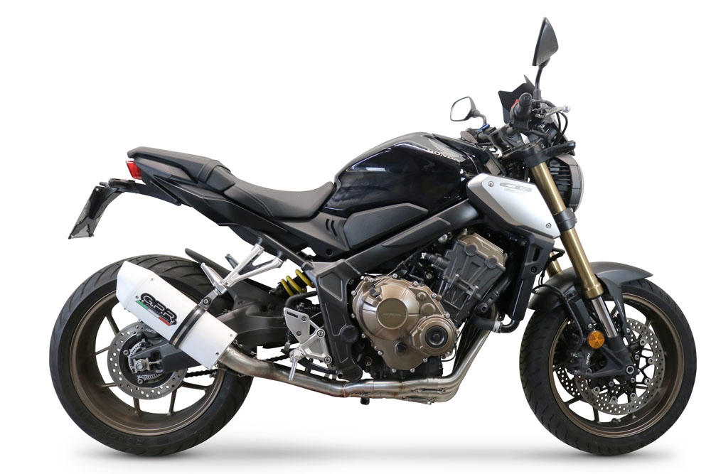 Exhaust system compatible with Honda Cb 650 F 2014-2016, Albus Ceramic, Homologated legal full system exhaust, including removable db killer 
