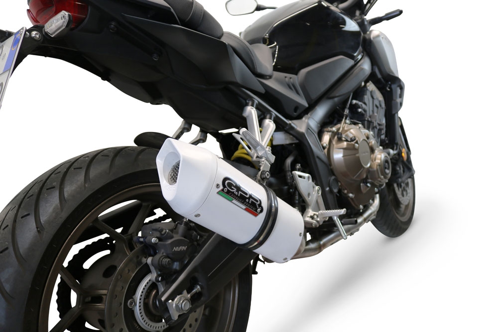 Exhaust system compatible with Honda Cbr 650 F 2014-2016, Albus Ceramic, Homologated legal full system exhaust, including removable db killer and catalyst 