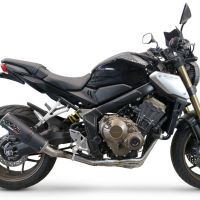 Exhaust system compatible with Honda Cb 650 F 2017-2018, M3 Black Titanium, Homologated legal full system exhaust, including removable db killer and catalyst 