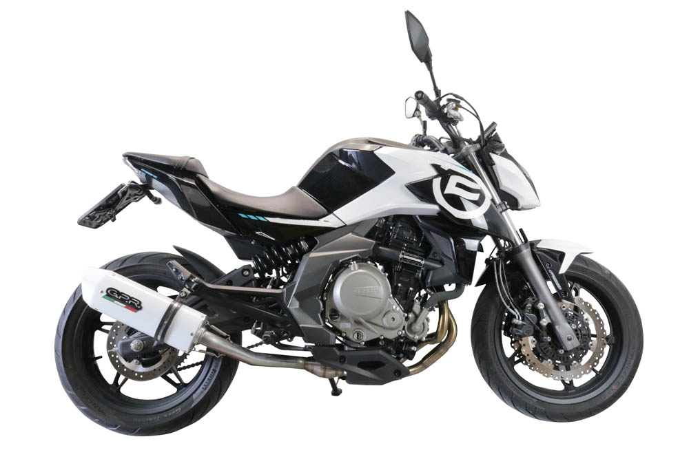 Scarico compatibile con Cf Moto 400 NK 2021-2023, Albus Evo4, Terminale di scarico omologato,fornito con db killer estraibile,catalizzatore e collettore