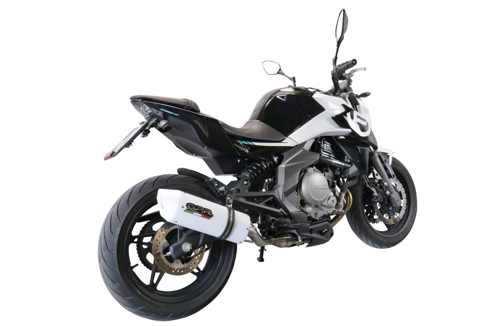 Scarico compatibile con Cf Moto 400 NK 2021-2023, Albus Evo4, Terminale di scarico omologato,fornito con db killer estraibile,catalizzatore e collettore