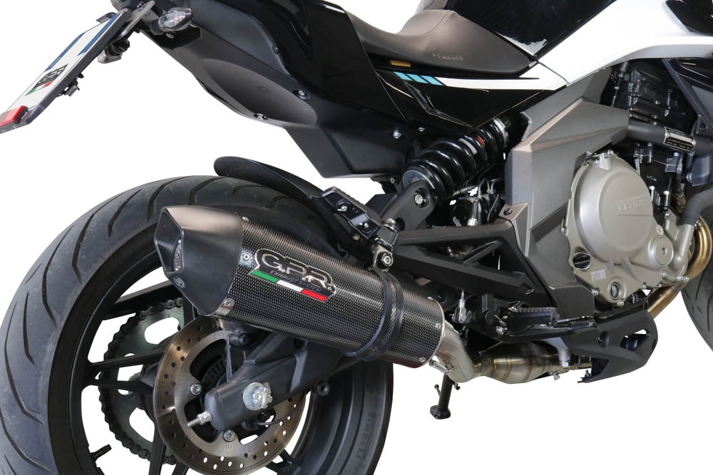 Scarico compatibile con Cf Moto 400 NK 2019-2020, GP Evo4 Poppy, Terminale di scarico omologato,fornito con db killer estraibile,catalizzatore e collettore