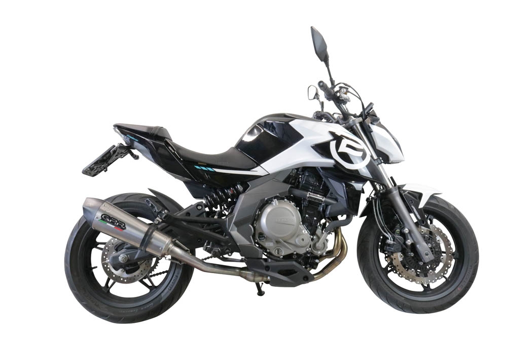 Exhaust compatible with Cf Moto 650 Nk 2021-2024, GP Evo4 Titanium, Homologated legal slip-on exhaust including removable db killer, link pipe and catalyst 