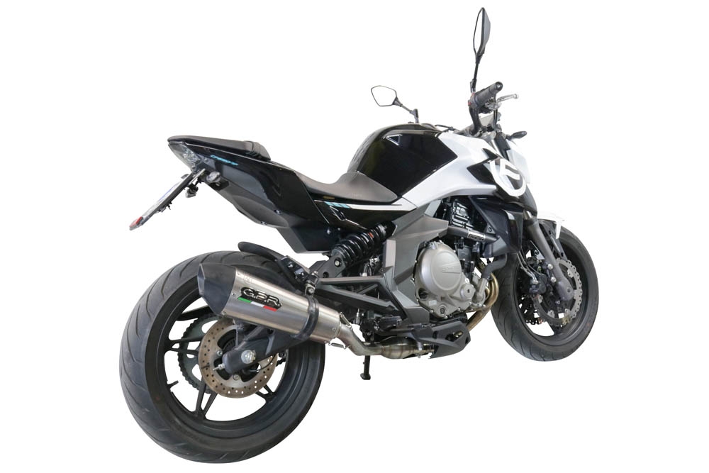 Exhaust compatible with Cf Moto 650 Nk 2021-2024, GP Evo4 Titanium, Homologated legal slip-on exhaust including removable db killer, link pipe and catalyst 