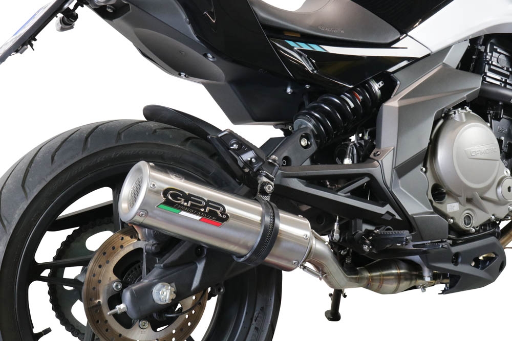 Exhaust system compatible with Cf Moto 400 NK 2019-2020, M3 Inox , Homologated legal slip-on exhaust including removable db killer, link pipe and catalyst 