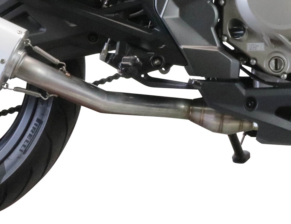Exhaust system compatible with Cf Moto 400 NK 2019-2020, Furore Evo4 Poppy, Homologated legal slip-on exhaust including removable db killer, link pipe and catalyst 