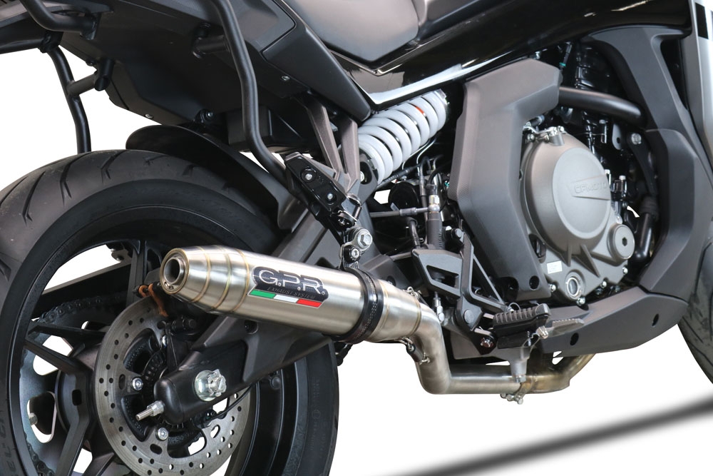 Exhaust system compatible with Cf Moto 650 Gt 2022-2024, Deeptone Inox, Racing slip-on exhaust, including link pipe and removable db killer 