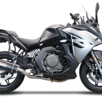 Exhaust compatible with Cf Moto 650 Gt 2022-2024, Furore Nero, Racing slip-on exhaust, including link pipe and removable db killer 