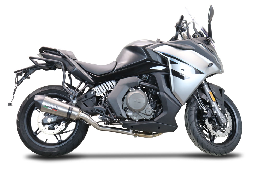 Scarico compatibile con Cf Moto 650 Gt 2022-2024, Gpe Ann. Titanium, Terminale di scarico Racing, con raccordo specifico e db killer estraibile