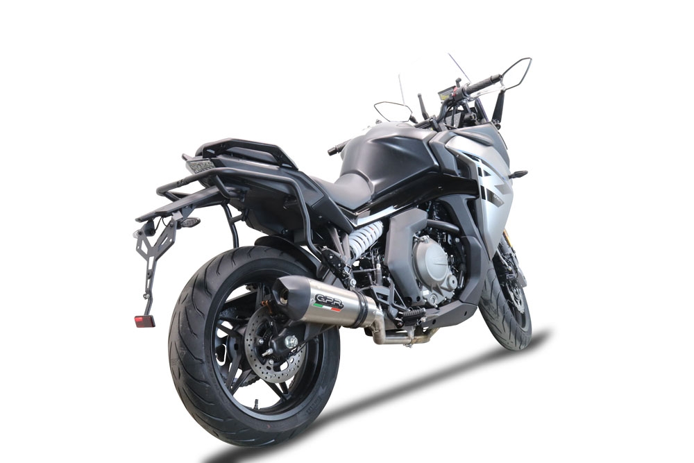 Scarico compatibile con Cf Moto 650 Gt 2022-2024, Gpe Ann. Titanium, Terminale di scarico Racing, con raccordo specifico e db killer estraibile